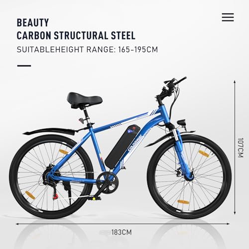 COLORWAY Electric Bike for Adults, 26" Mountain Bike