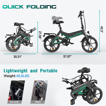 HITWAY Electric Bike 250W Foldable Pedal Assist E Bike.