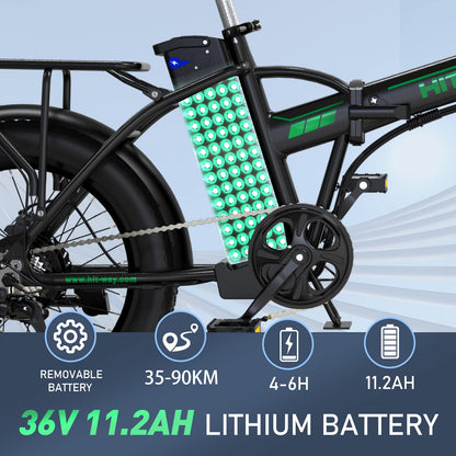 HITWAY Electric Bike for Adults, 20" Fat Tire E Bike.