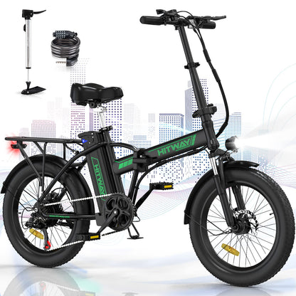 HITWAY Electric Bike for Adults, 20" Fat Tire E Bike.