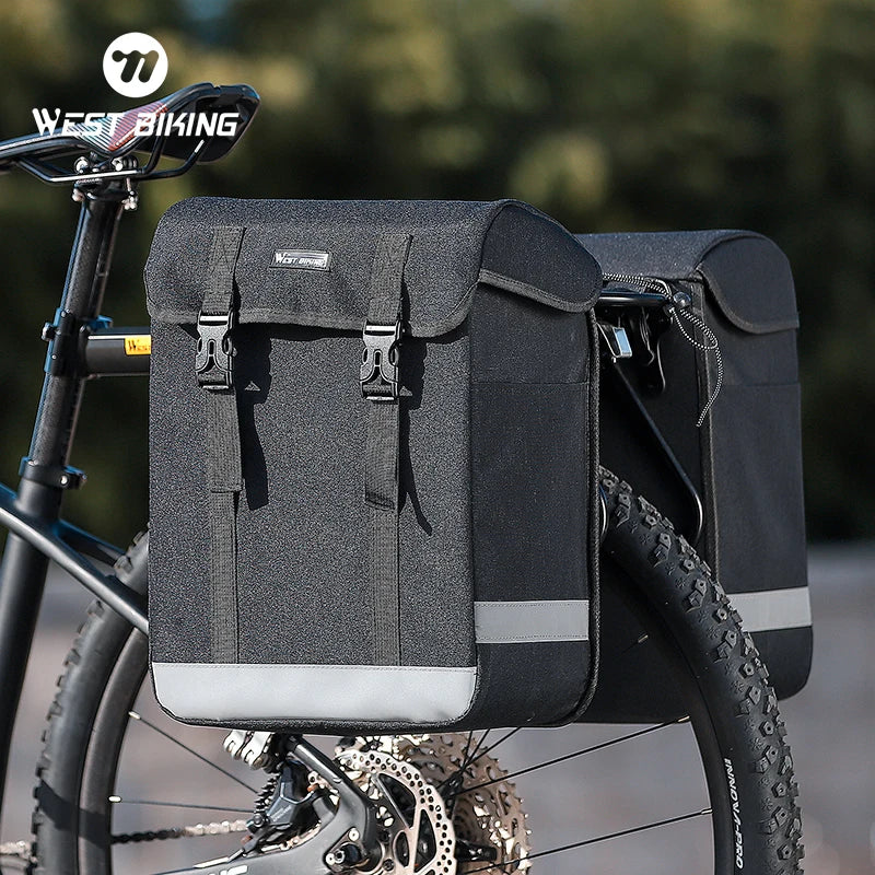 33L Large Bicycle Panniers Bag Cycling Travel Highly Reflective MTB Bike Rear Rack Double Sides Luggage Carrier Bags