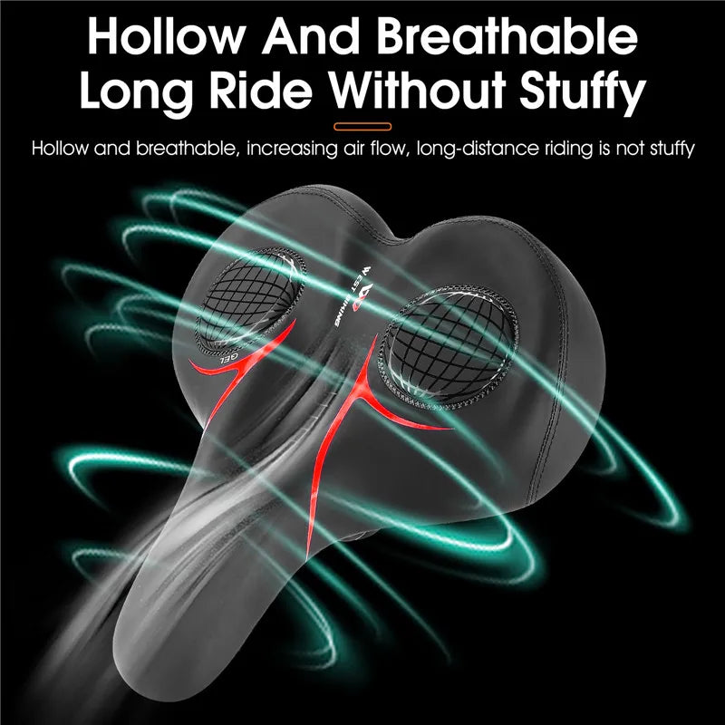 Bicycle Saddle Men Women MTB Road Bike Saddle Shock Absorbing Comfortable Big Butt Bike Seat Safety Warning