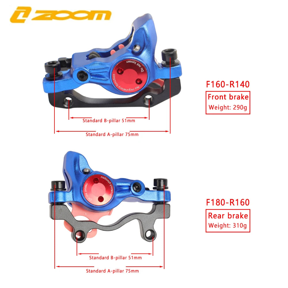 ZOOM HB-875 Hydraulic Bicycle Brake Mountain Bike Disc Brake Front 800mm/Rear 1400mm Hydraulic Brake Bicycle Accessories