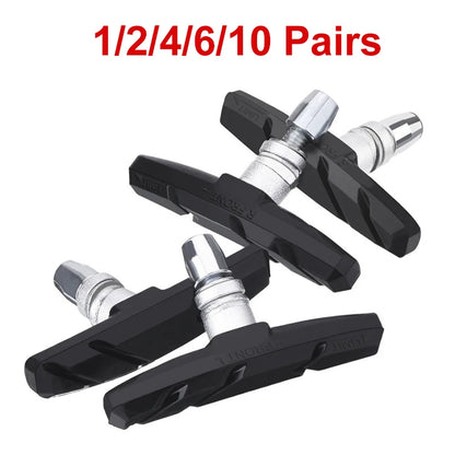 1/2/4/6/10 Pairs MTB Road Bicycle Silent Brake Pads Cycling V Brake Holder Pads Shoes Rubber Blocks Durable Cycling Accessories