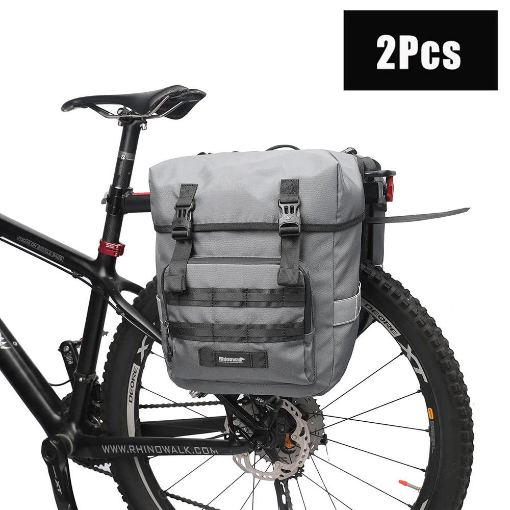 Rhinowalk Bike Double Side Bag 40L Large Bicycle Pannier Trunk Bag Outdoor Travel Cycling MTB Road Bike Rear Rack Case Luggage