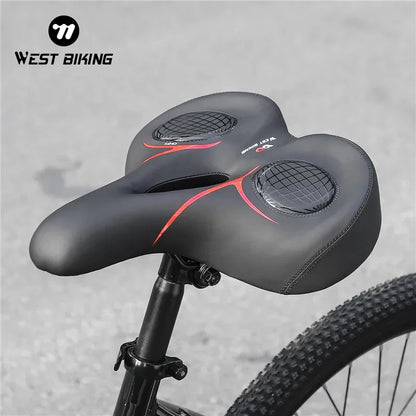 Bicycle Saddle Men Women MTB Road Bike Saddle Shock Absorbing Comfortable Big Butt Bike Seat Safety Warning