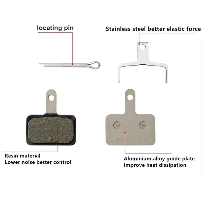 Shimano B05S 1/2 Pairs Resin Pad Bikes Disc Brake Pads for Shimano MT200 M355 M375 M395 M415 M416 M446 M447 M485 M486 M525 M575