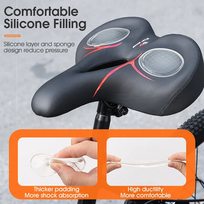 Bicycle Saddle Men Women MTB Road Bike Saddle Shock Absorbing Comfortable Big Butt Bike Seat Safety Warning