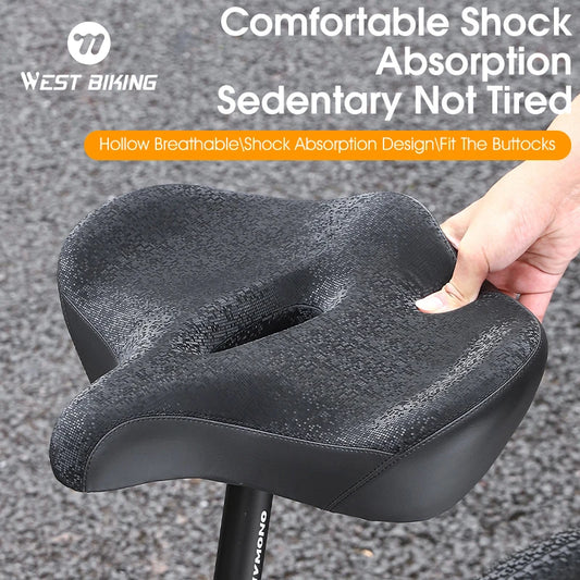 WEST BIKING Widen Bicycle Saddle Comfortable Shock Absorption MTB Road Bike Cushion Thicken Bike Big Butt Seat Bike Accessories