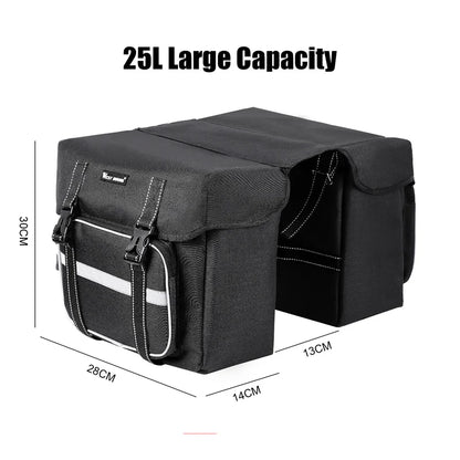 Bicycle Trunk Bag 25L Cycling Pannier Bags Waterproof Travel Luggage Bags Rear Seat Cargo Carrier MTB Road Bike Bags